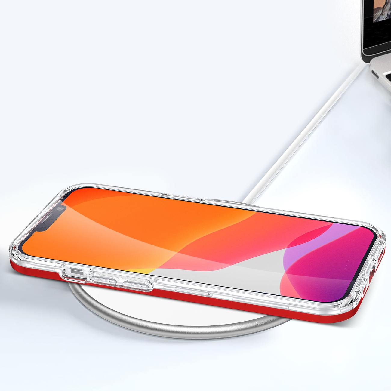 Pokrowiec etui silikonowe Clear 3w1 czerwone APPLE iPhone 13 mini / 7