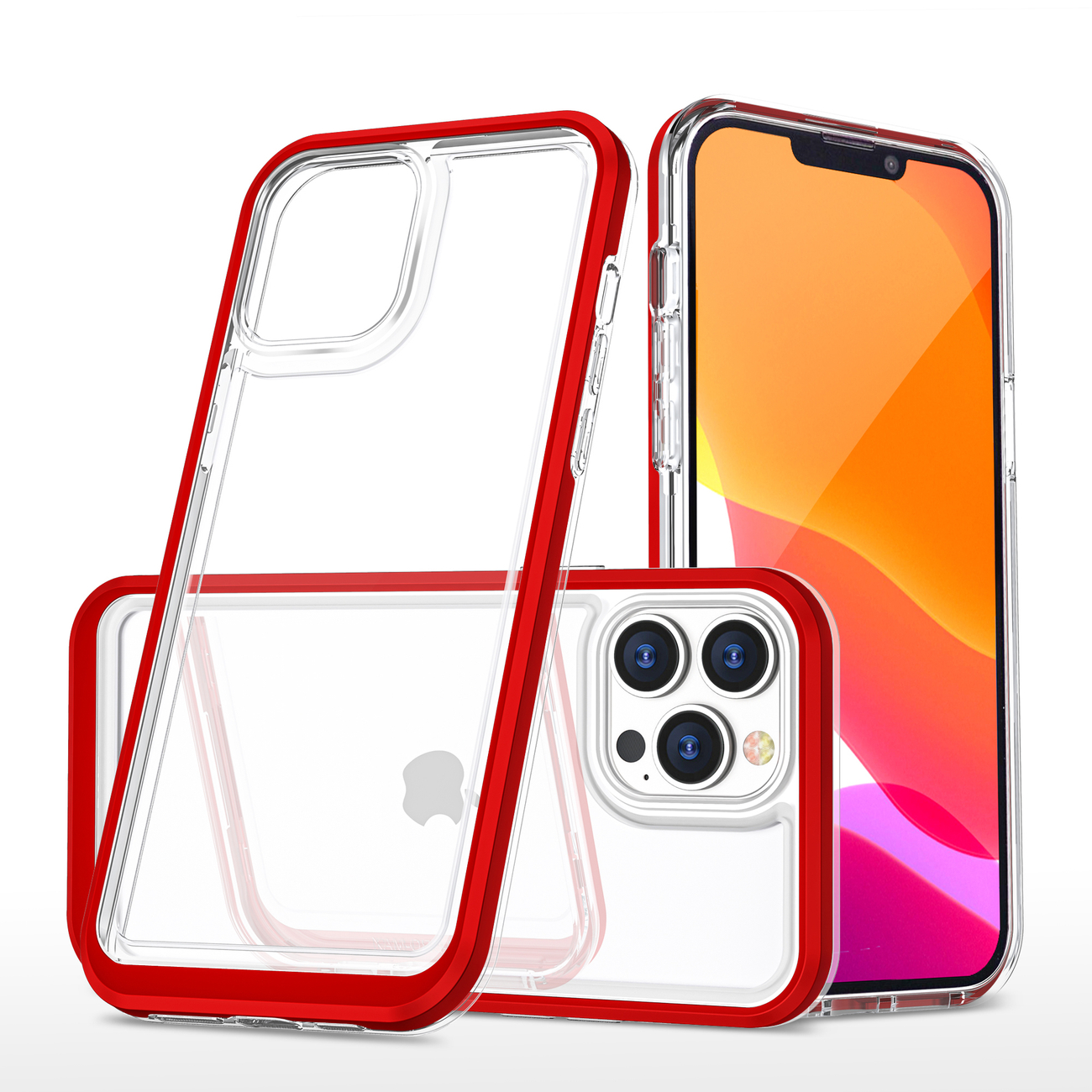 Pokrowiec etui silikonowe Clear 3w1 czerwone APPLE iPhone 13 Pro