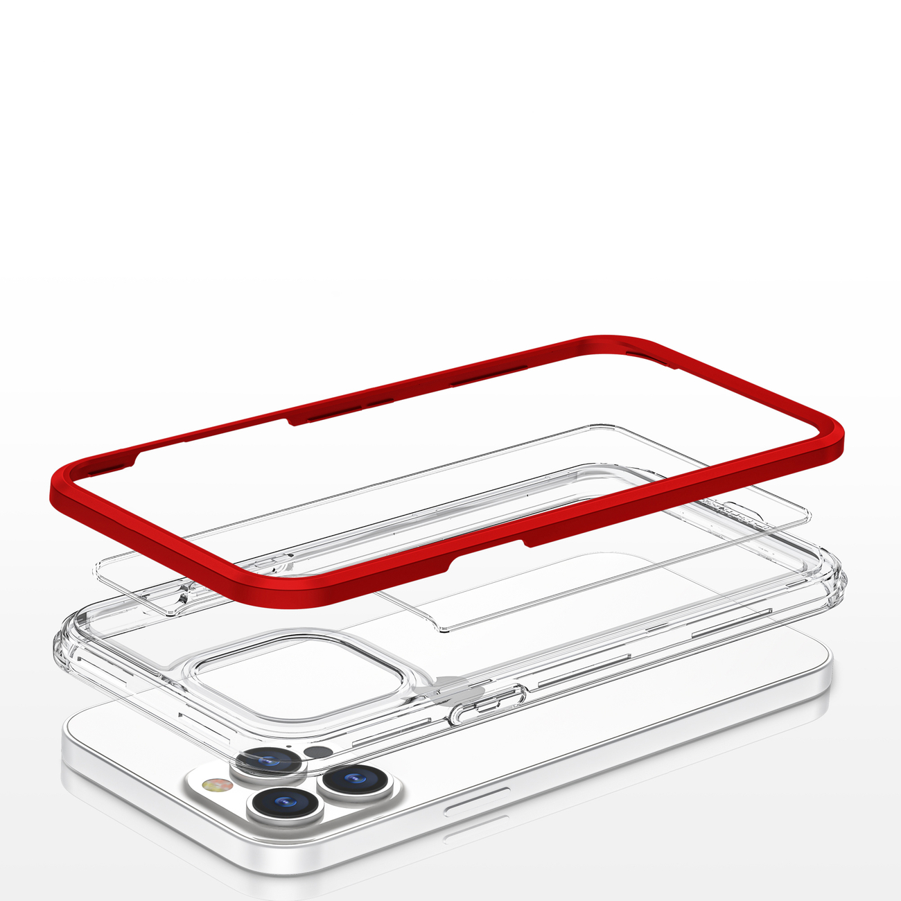 Pokrowiec etui silikonowe Clear 3w1 czerwone APPLE iPhone 13 Pro / 5
