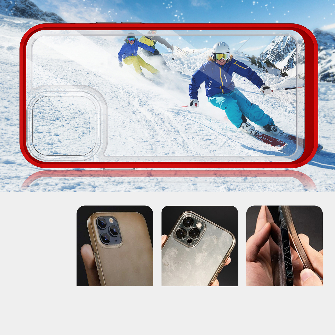 Pokrowiec etui silikonowe Clear 3w1 czerwone APPLE iPhone 13 Pro Max / 3