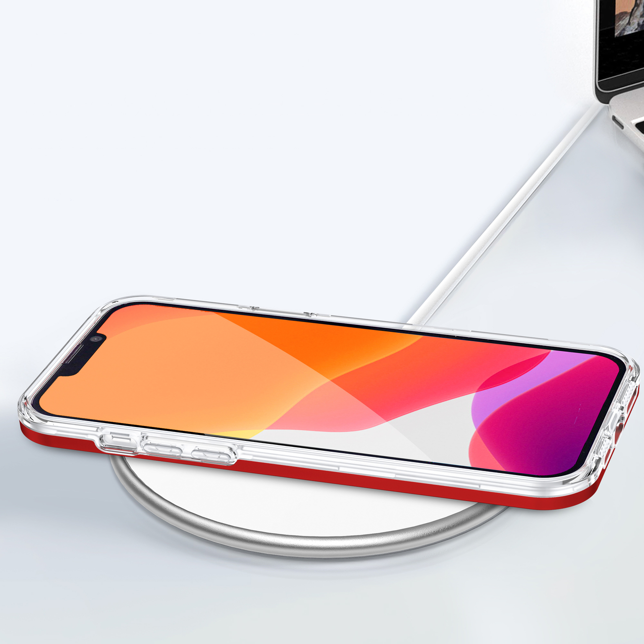 Pokrowiec etui silikonowe Clear 3w1 czerwone APPLE iPhone 13 Pro Max / 7