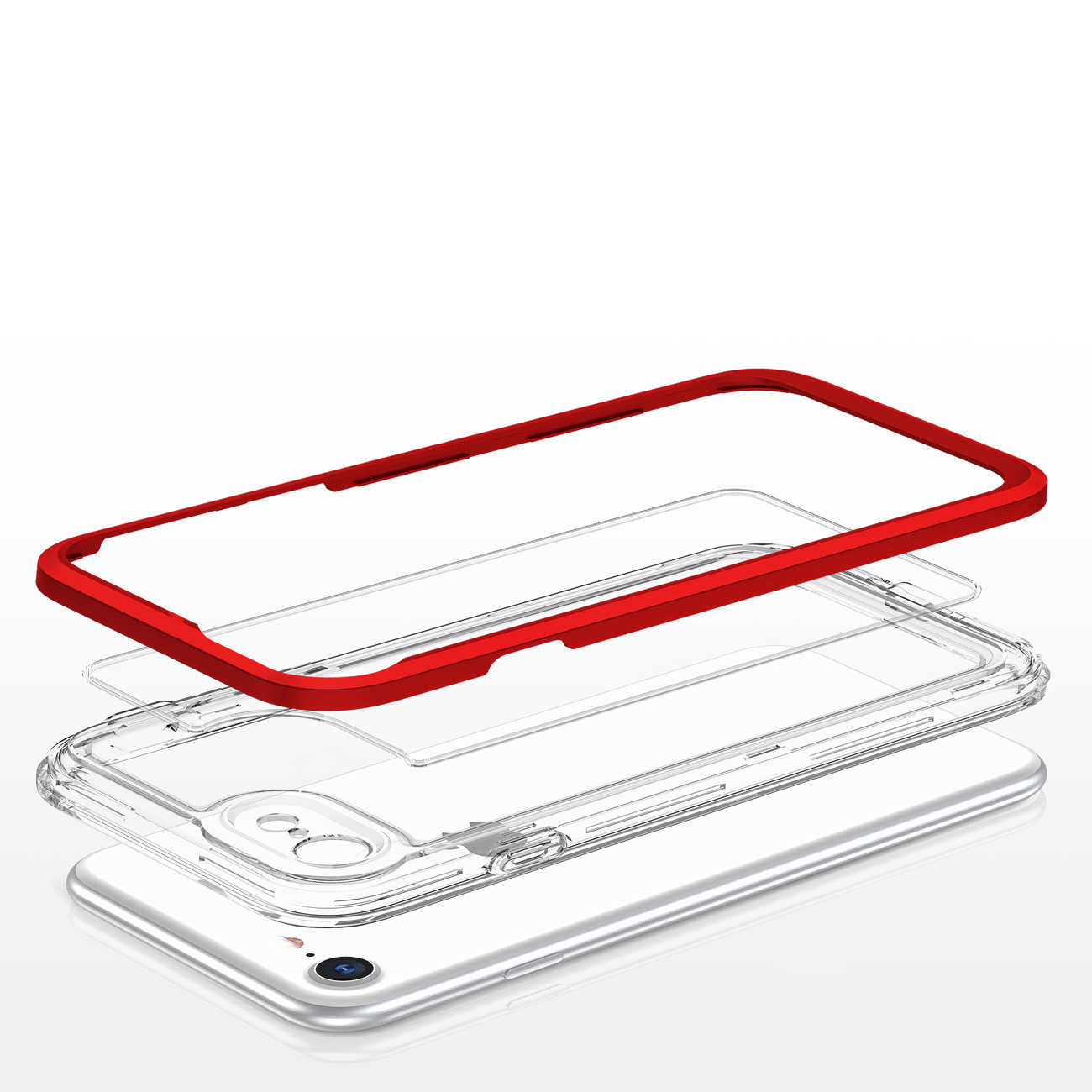 Pokrowiec etui silikonowe Clear 3w1 czerwone APPLE iPhone 7 / 5