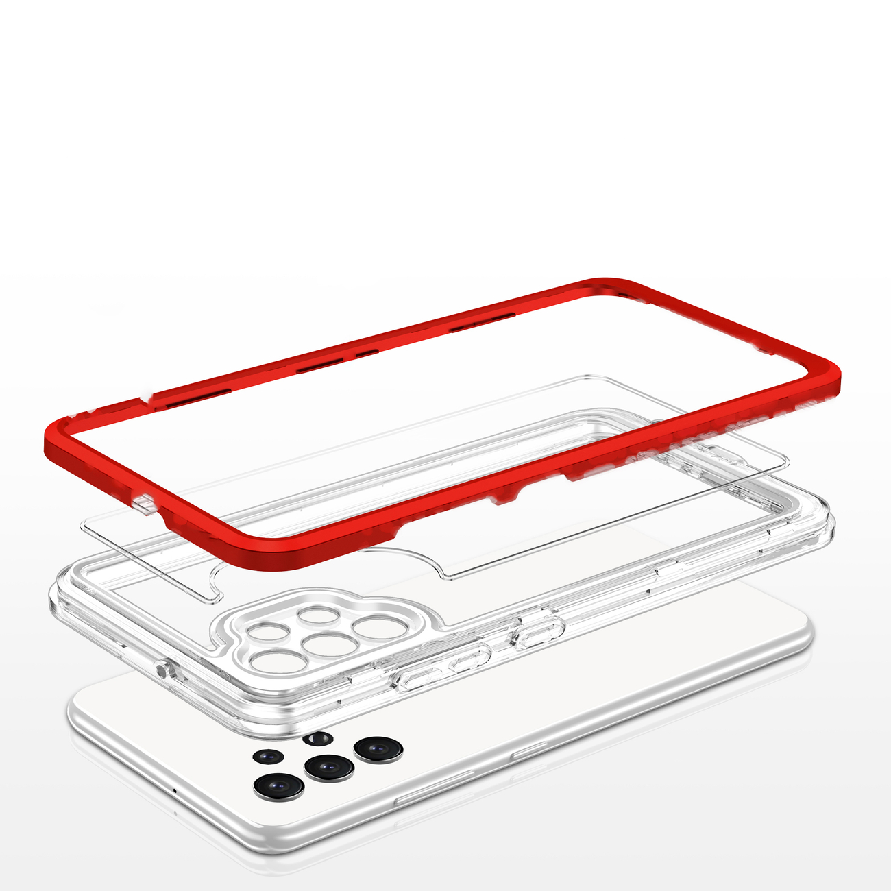 Pokrowiec etui silikonowe Clear 3w1 czerwone SAMSUNG Galaxy A32 / 5