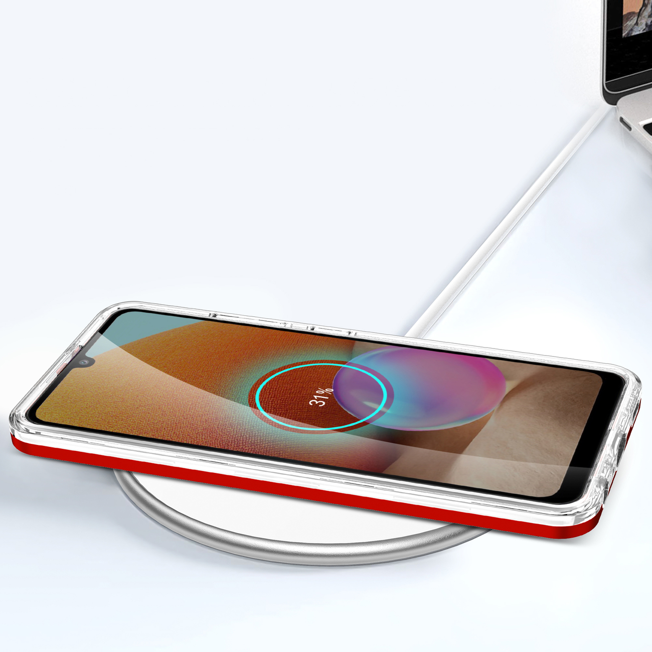 Pokrowiec etui silikonowe Clear 3w1 czerwone SAMSUNG Galaxy A32 5G / 7
