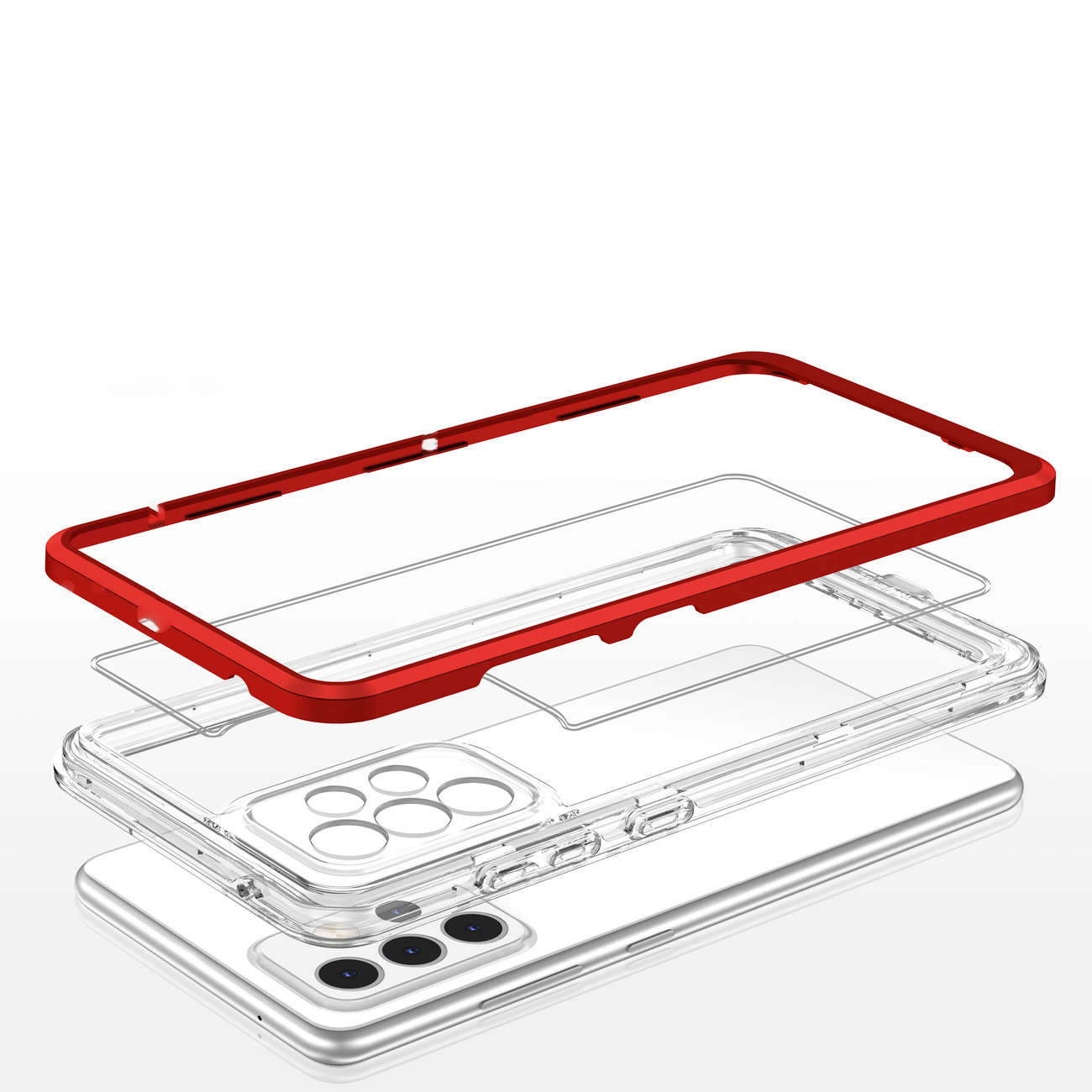 Pokrowiec etui silikonowe Clear 3w1 czerwone SAMSUNG Galaxy A52s 5G / 5
