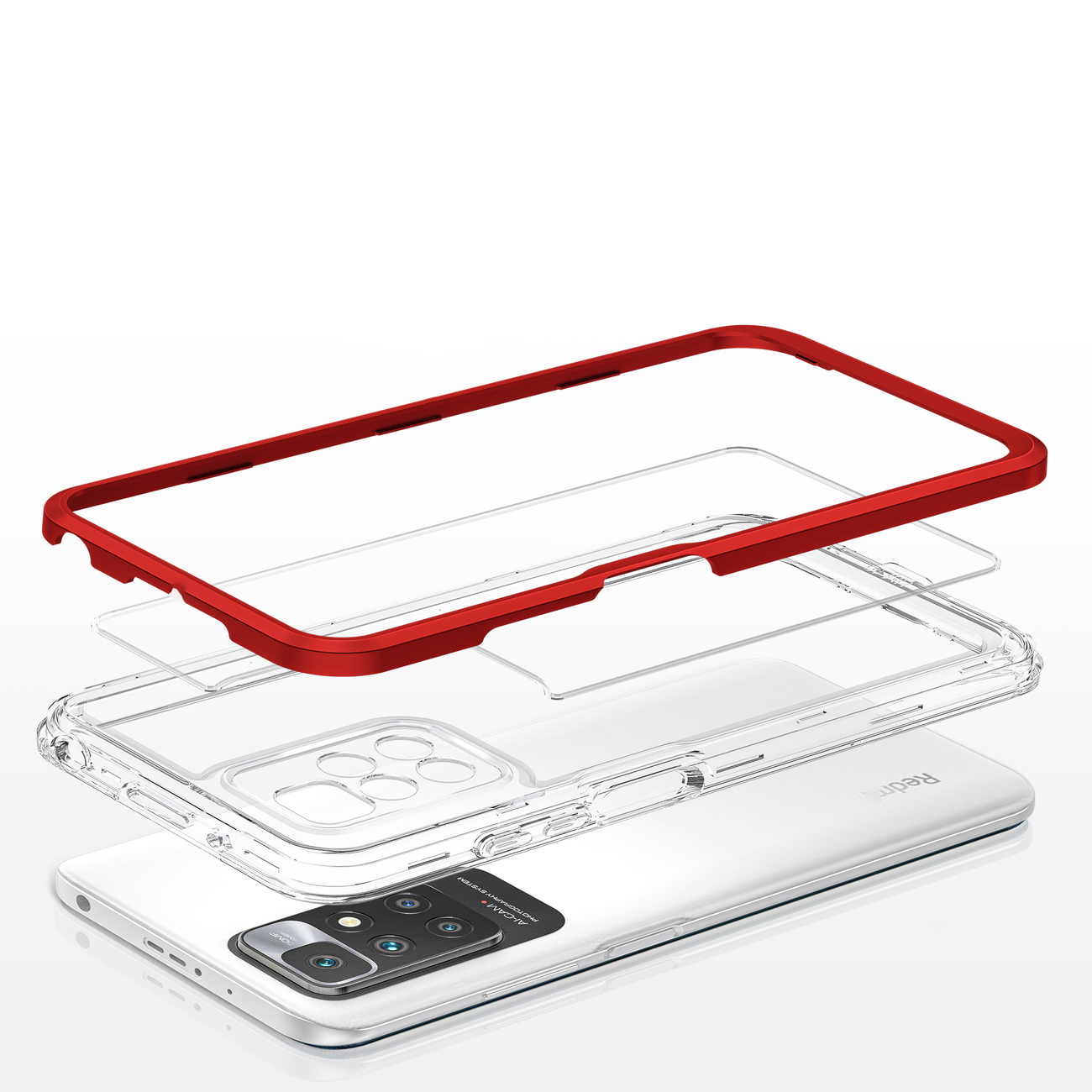 Pokrowiec etui silikonowe Clear 3w1 czerwone Xiaomi Redmi 10 / 5