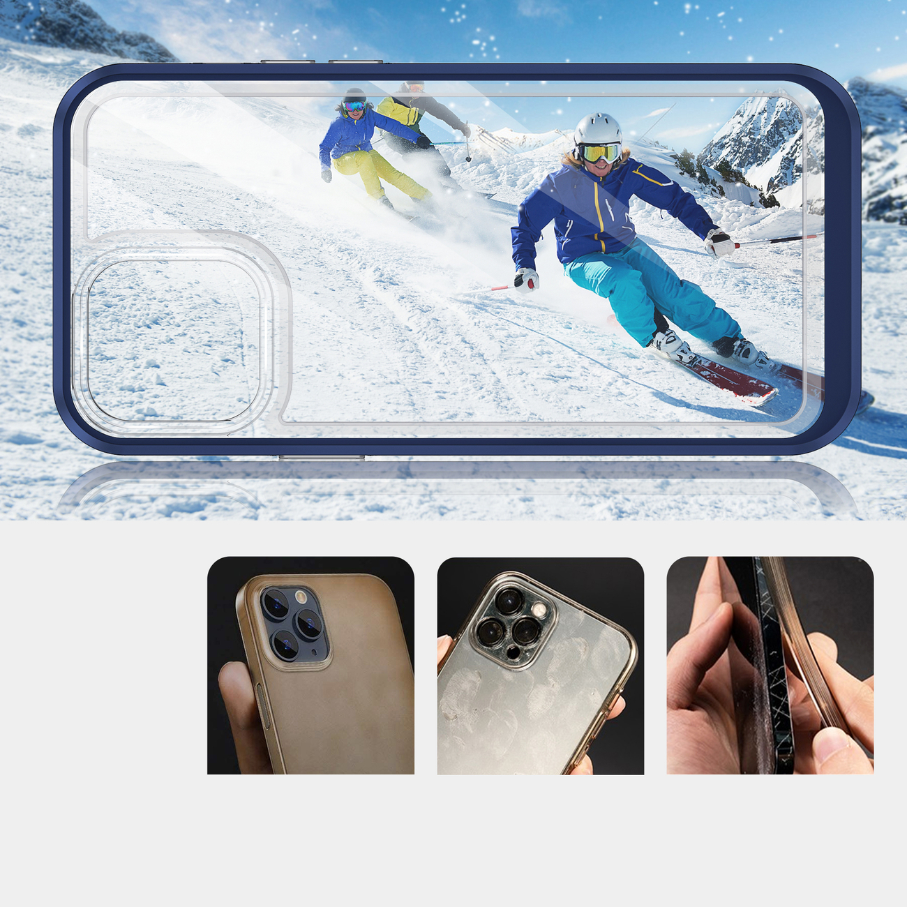 Pokrowiec etui silikonowe Clear 3w1 niebieskie APPLE iPhone 13 Pro Max / 3