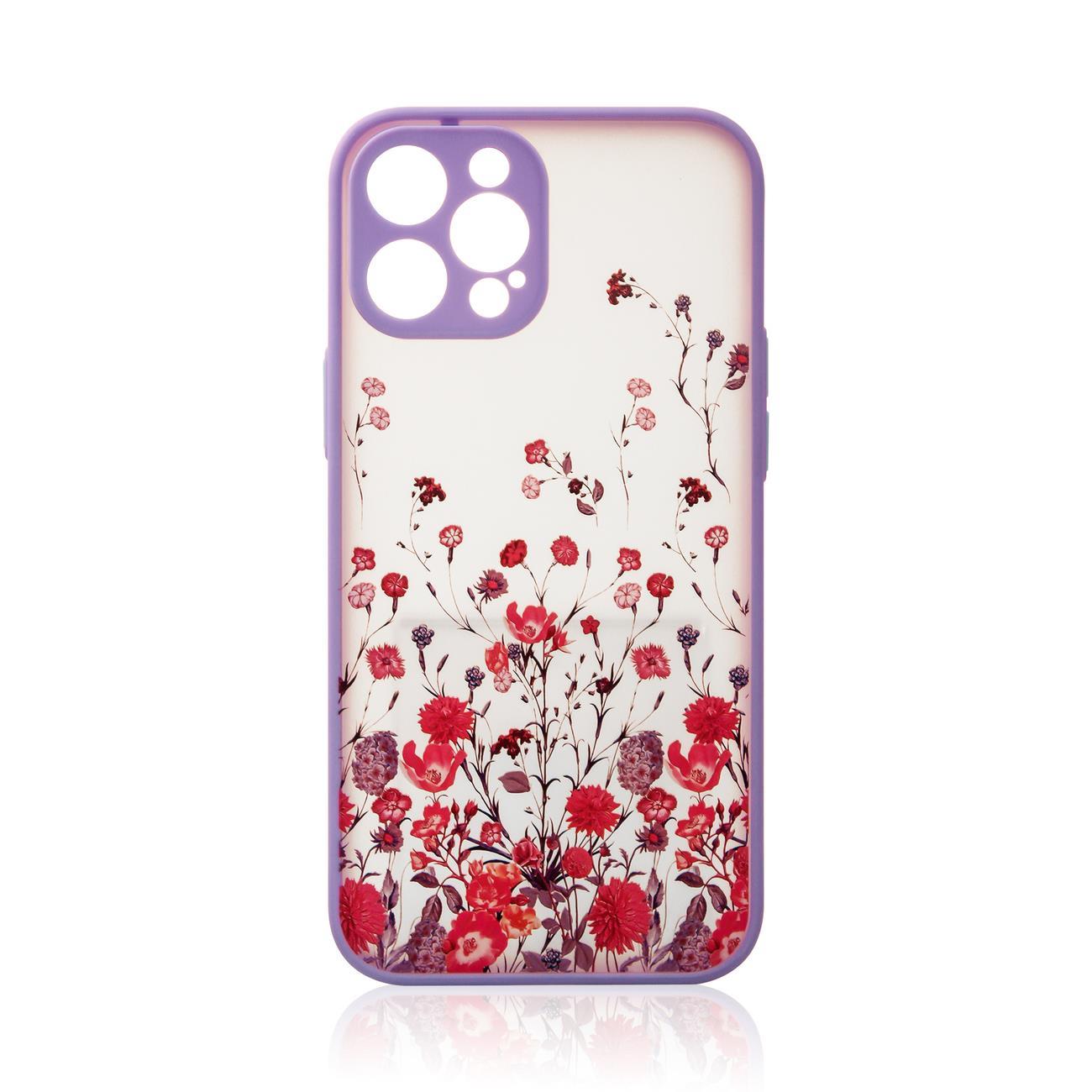 Pokrowiec etui silikonowe Design Case Kwiaty fioletowe APPLE iPhone 12