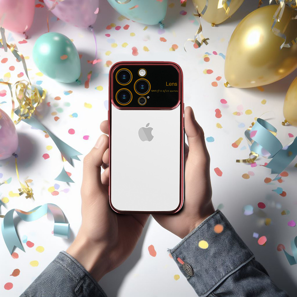 Pokrowiec etui silikonowe Electro Lens Case bordowe Xiaomi Redmi 12 / 9