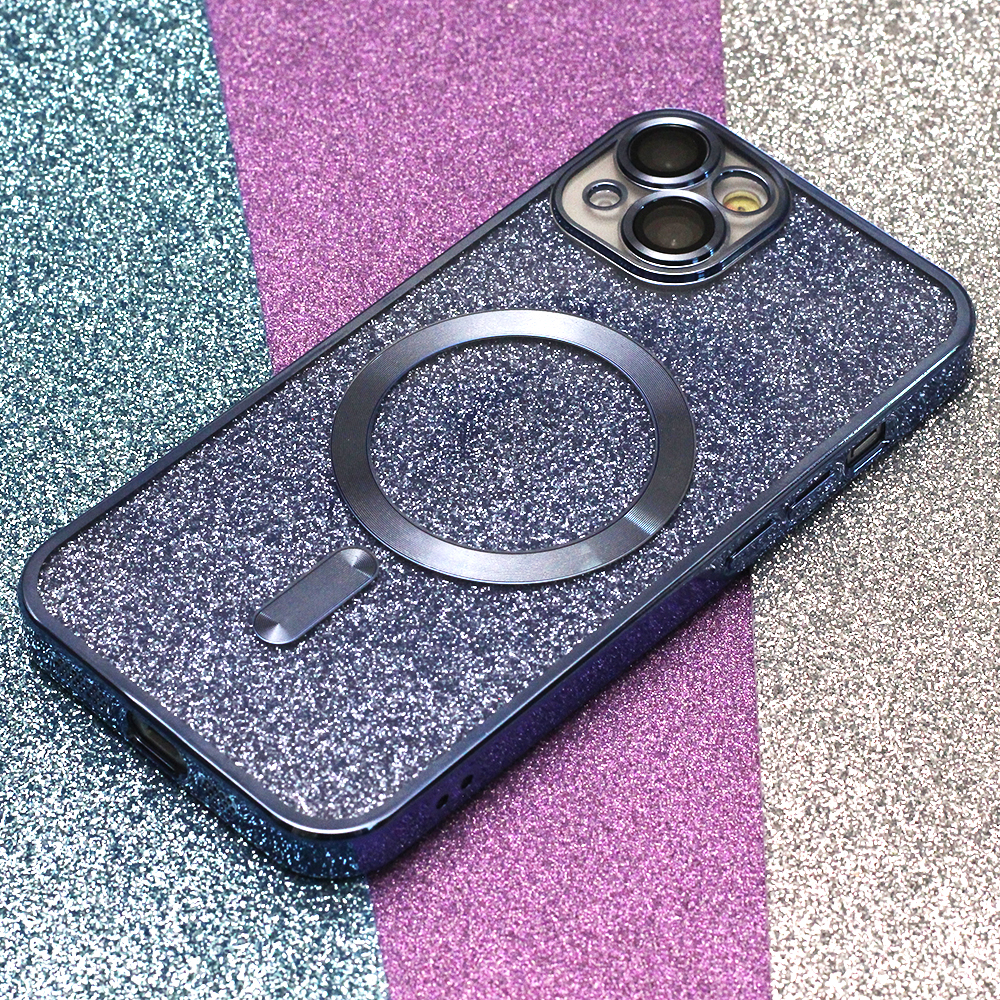 Pokrowiec etui silikonowe Glitter Chrome Mag niebieskie APPLE iPhone 13 / 6