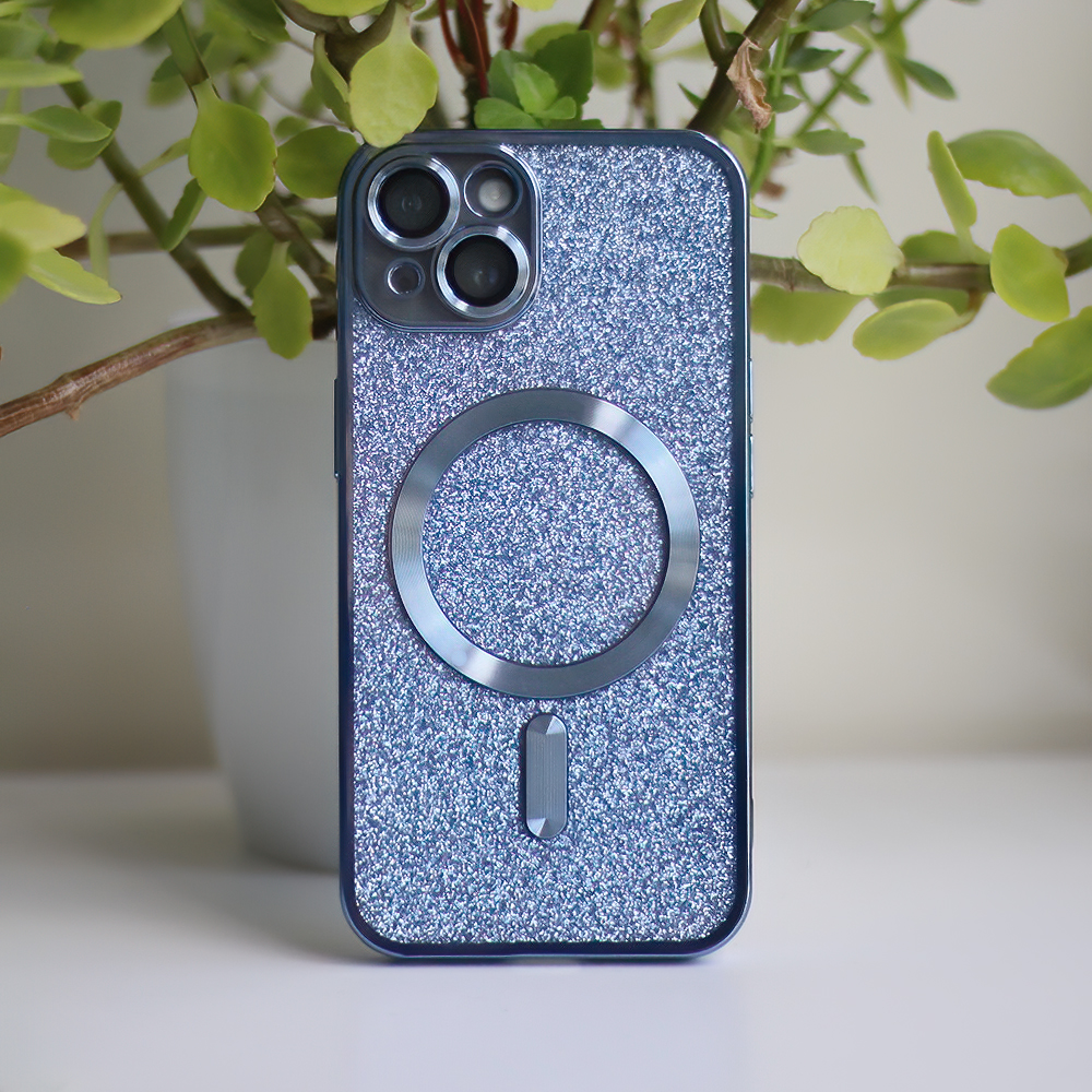 Pokrowiec etui silikonowe Glitter Chrome Mag niebieskie APPLE iPhone 15 Plus / 4