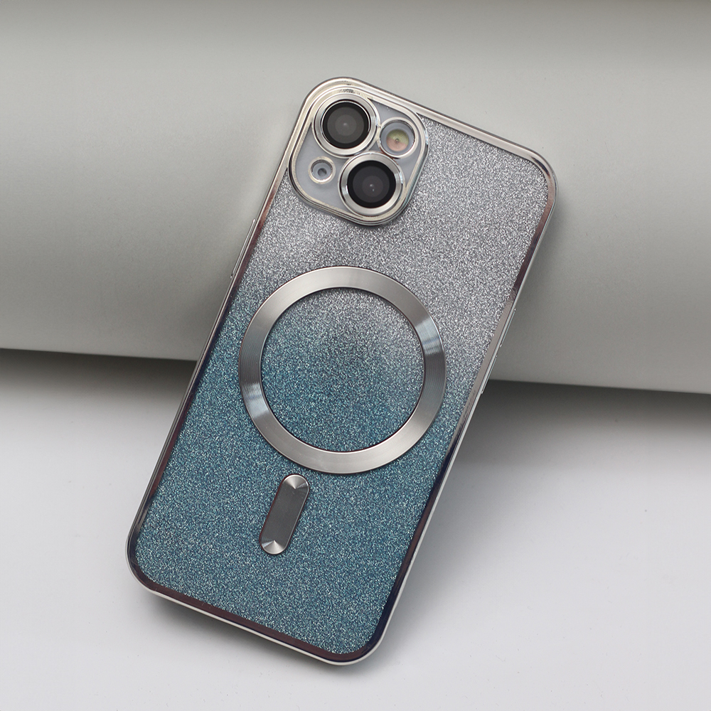 Pokrowiec etui silikonowe Glitter Chrome Mag srebrne APPLE iPhone 14 / 4