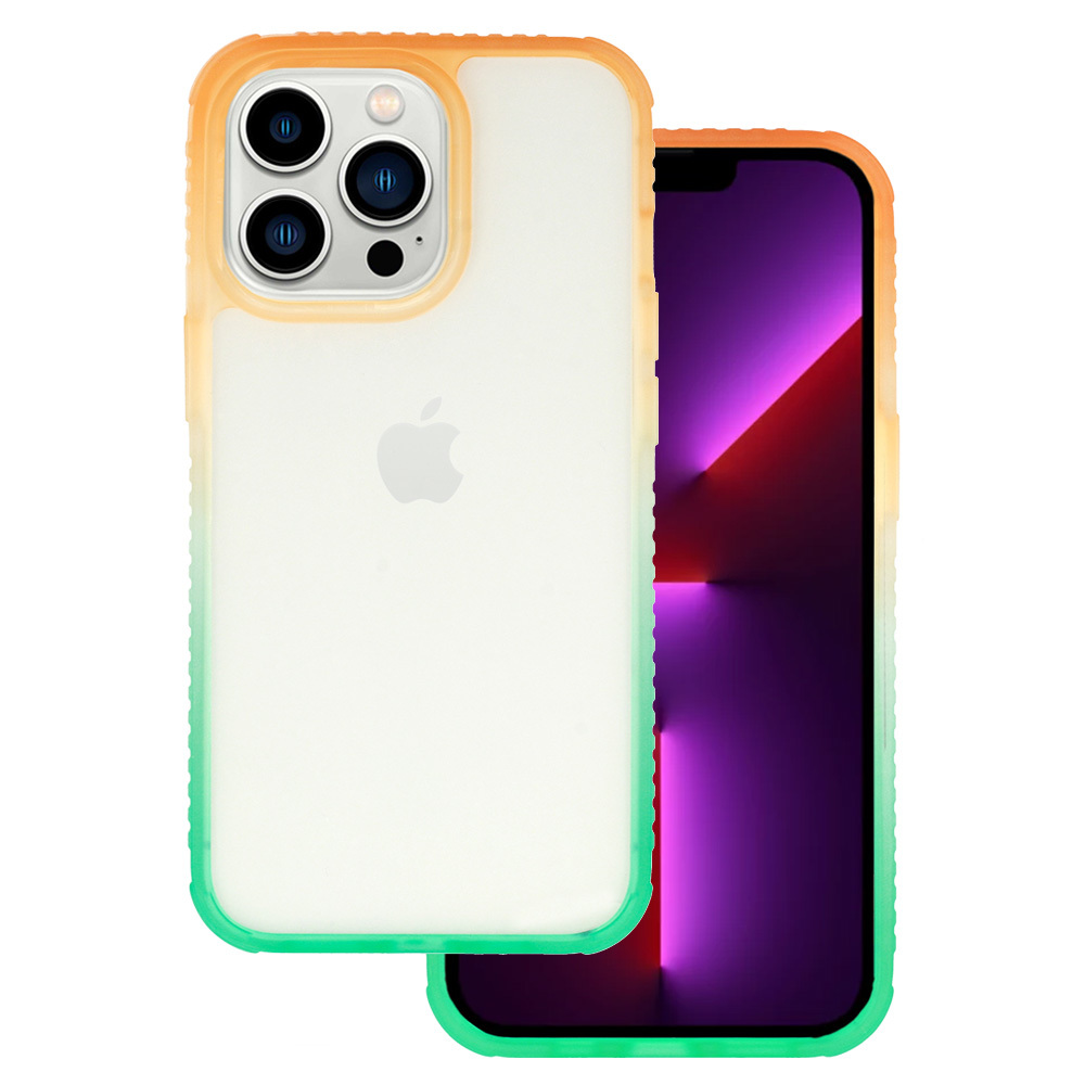 Pokrowiec etui silikonowe IDEAR Case Ombre W15 pomaraczowo-mitowe APPLE iPhone 13 / 2