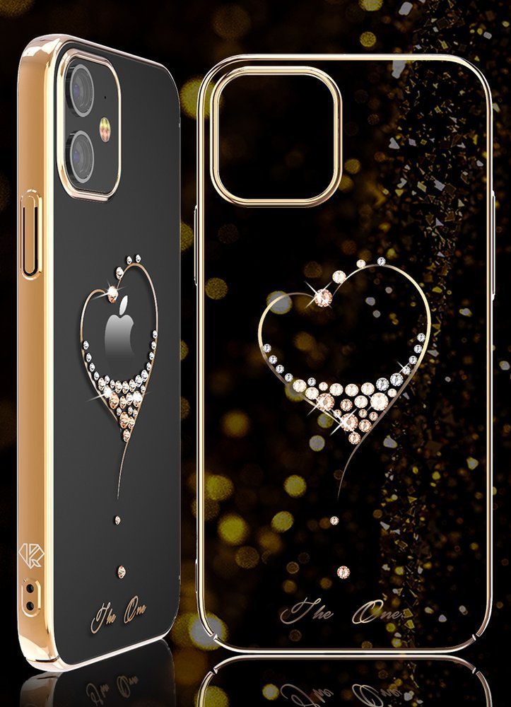 Pokrowiec etui silikonowe Kingxbar Wish Series z Krysztaami Swarovskiego czarne APPLE iPhone 12 / 6