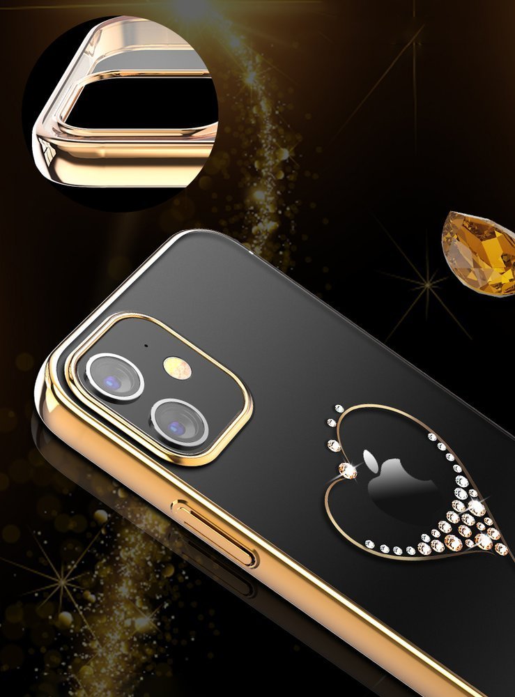 Pokrowiec etui silikonowe Kingxbar Wish Series z Krysztaami Swarovskiego czarne APPLE iPhone 12 / 7