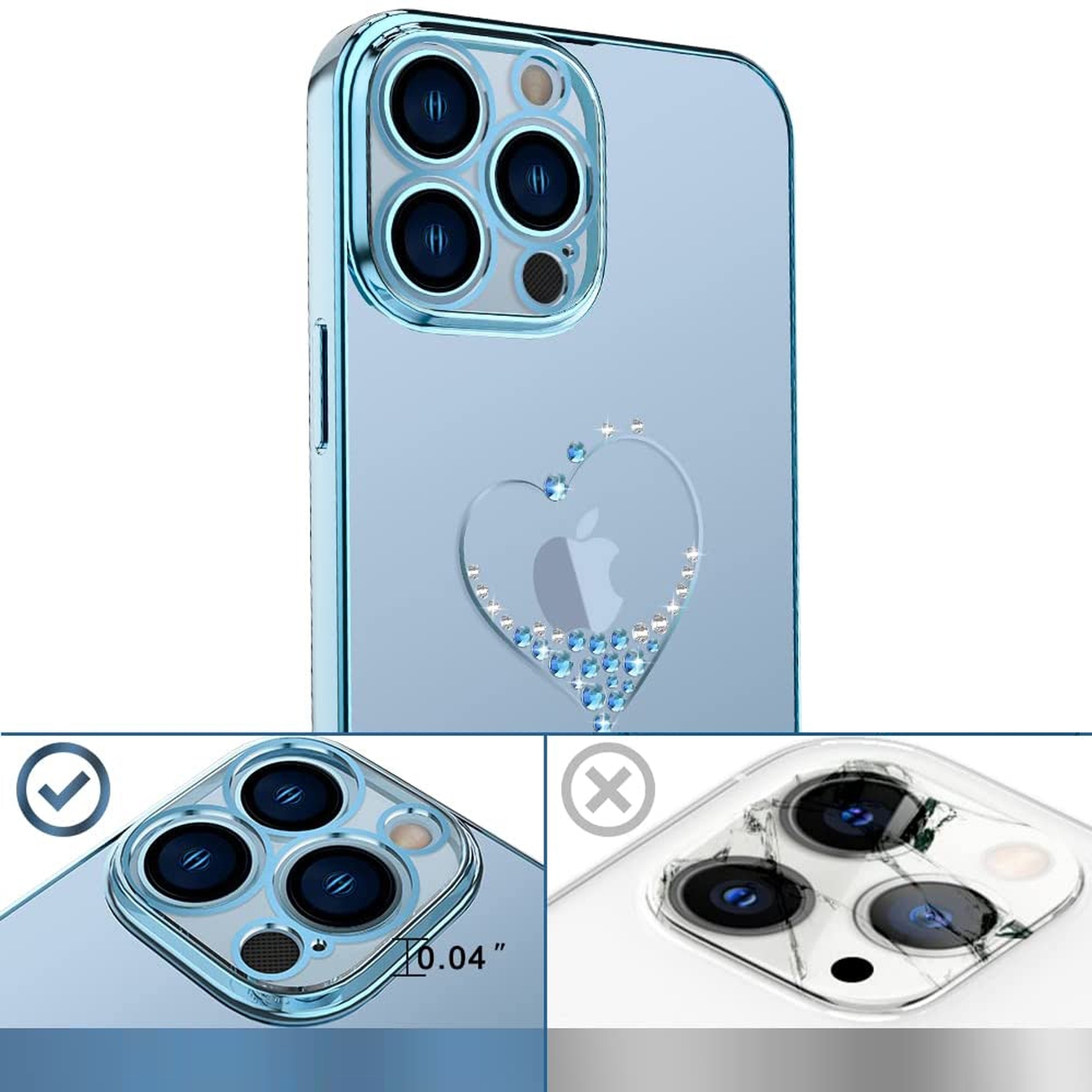 Pokrowiec etui silikonowe Kingxbar Wish Series z Krysztaami Swarovskiego niebieskie APPLE iPhone 13 / 4