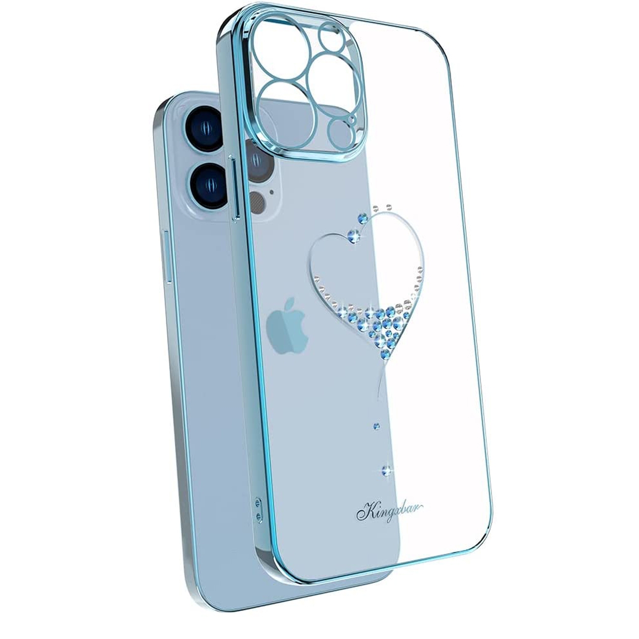Pokrowiec etui silikonowe Kingxbar Wish Series z Krysztaami Swarovskiego niebieskie APPLE iPhone 13 / 6