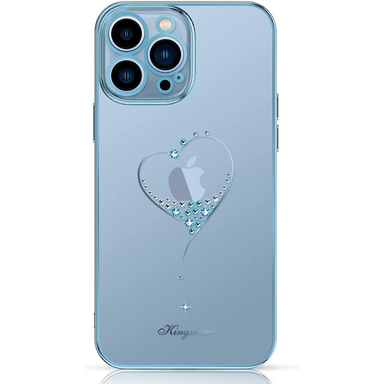 Pokrowiec etui silikonowe Kingxbar Wish Series z Krysztaami Swarovskiego niebieskie APPLE iPhone 13 Pro