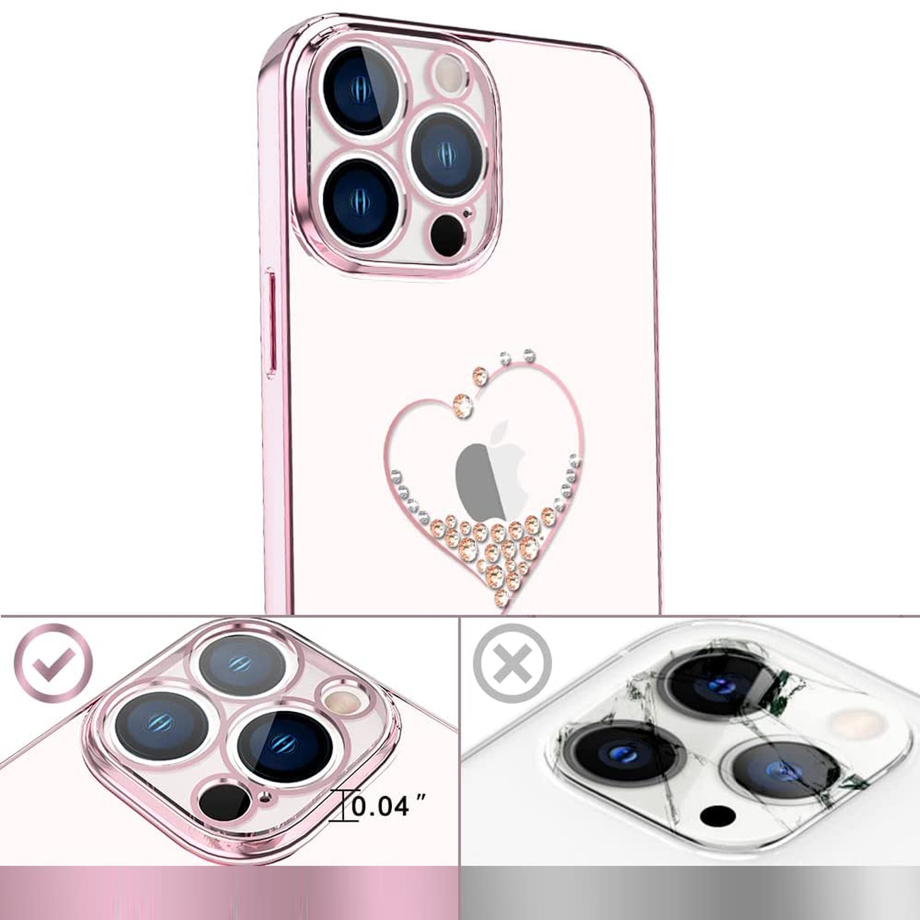 Pokrowiec etui silikonowe Kingxbar Wish Series z Krysztaami Swarovskiego rowe APPLE iPhone 13 Pro / 6