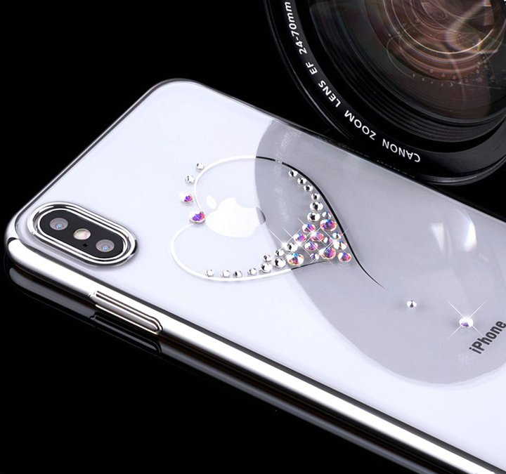 Pokrowiec etui silikonowe Kingxbar Wish Series z Krysztaami Swarovskiego srebrne APPLE iPhone 11 Pro / 8