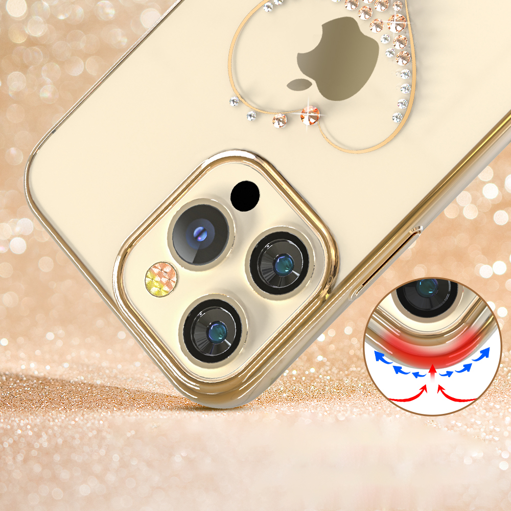 Pokrowiec etui silikonowe Kingxbar Wish Series z Krysztaami Swarovskiego zote APPLE iPhone 13 Pro / 3