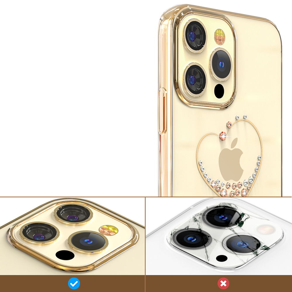 Pokrowiec etui silikonowe Kingxbar Wish Series z Krysztaami Swarovskiego zote APPLE iPhone 13 Pro / 4