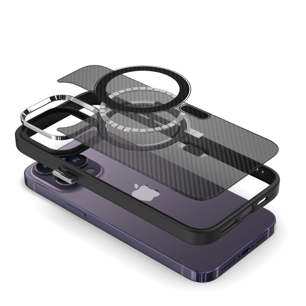 Pokrowiec etui silikonowe Magnetic Carbon Case czarne APPLE iPhone 12 / 6