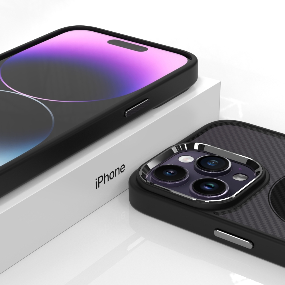 Pokrowiec etui silikonowe Magnetic Carbon Case czarne APPLE iPhone 12 Pro Max / 8
