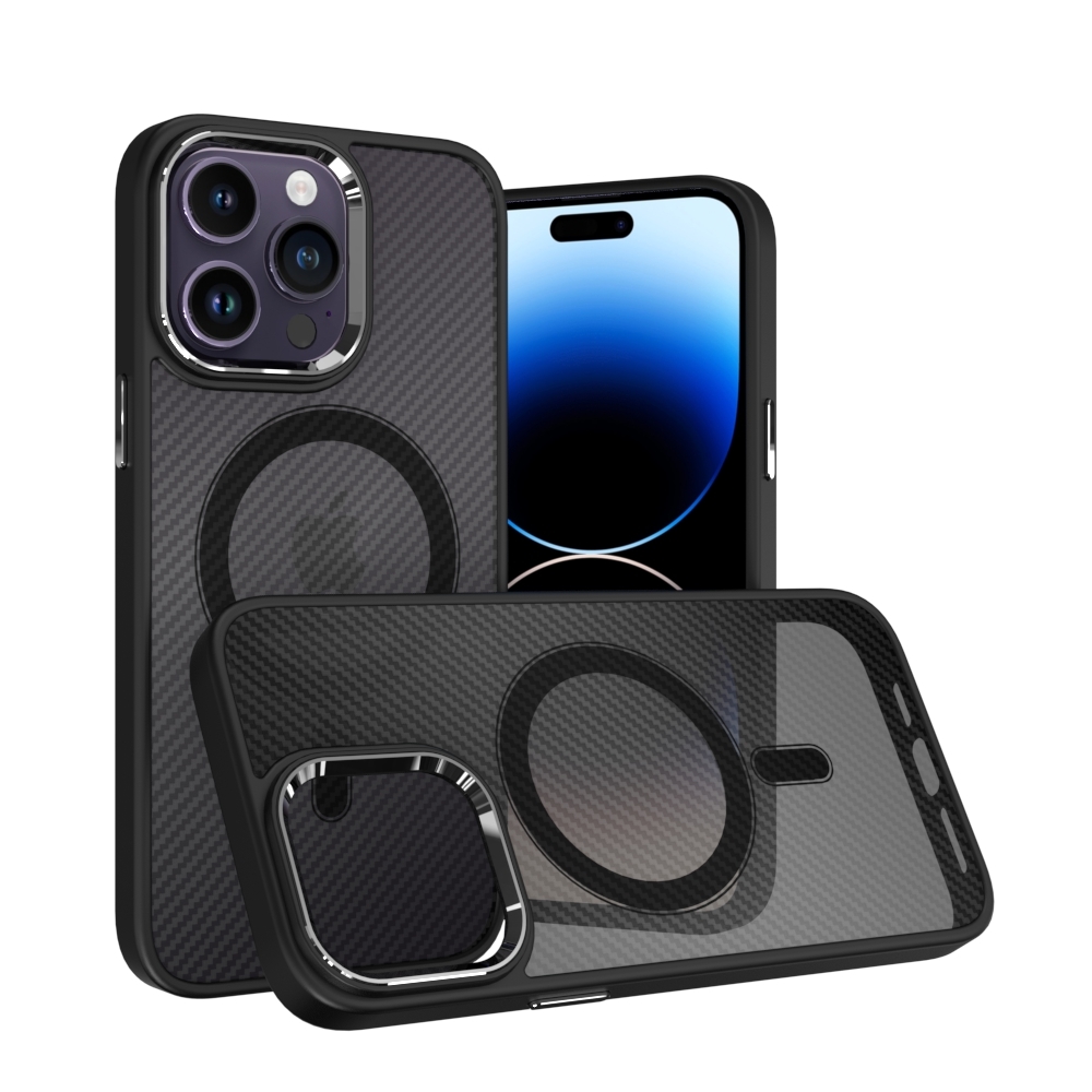 Pokrowiec etui silikonowe Magnetic Carbon Case czarne APPLE iPhone 14 Plus / 5