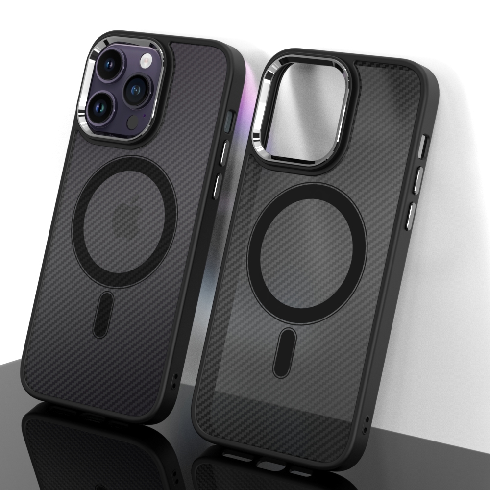Pokrowiec etui silikonowe Magnetic Carbon Case czarne APPLE iPhone 14 Pro Max / 8