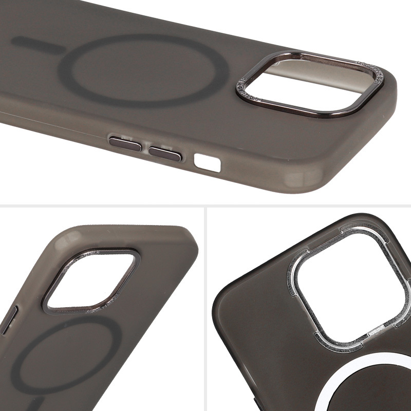 Pokrowiec etui silikonowe Magnetic Frosted Case czarne APPLE iPhone 15 Plus / 7