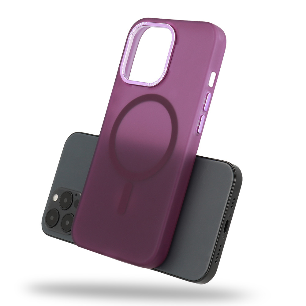 Pokrowiec etui silikonowe Magnetic Frosted Case fioletowe APPLE iPhone 15 Plus / 6