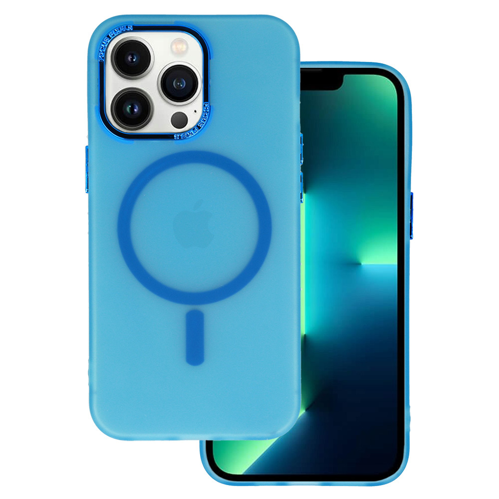 Pokrowiec etui silikonowe Magnetic Frosted Case niebieskie APPLE iPhone 15