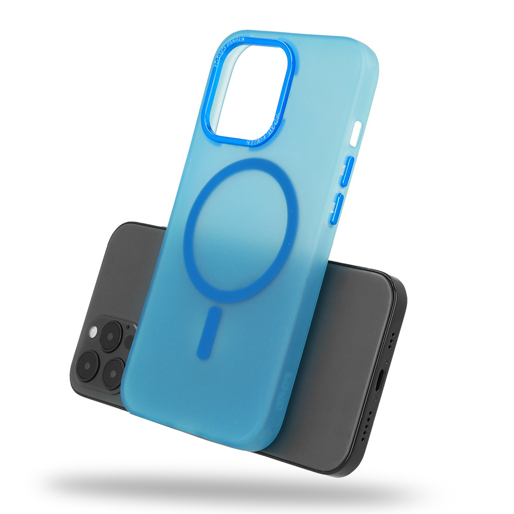 Pokrowiec etui silikonowe Magnetic Frosted Case niebieskie APPLE iPhone 15 / 6