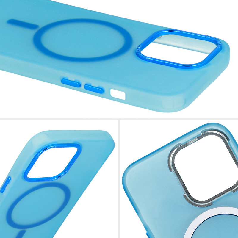 Pokrowiec etui silikonowe Magnetic Frosted Case niebieskie APPLE iPhone 15 / 7