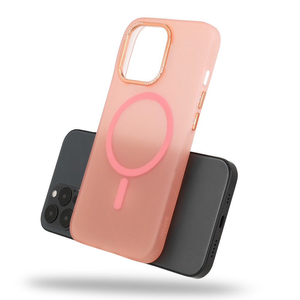 Pokrowiec etui silikonowe Magnetic Frosted Case rowe APPLE iPhone 15 / 6