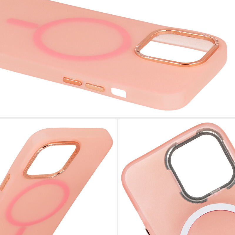 Pokrowiec etui silikonowe Magnetic Frosted Case rowe APPLE iPhone 15 / 7