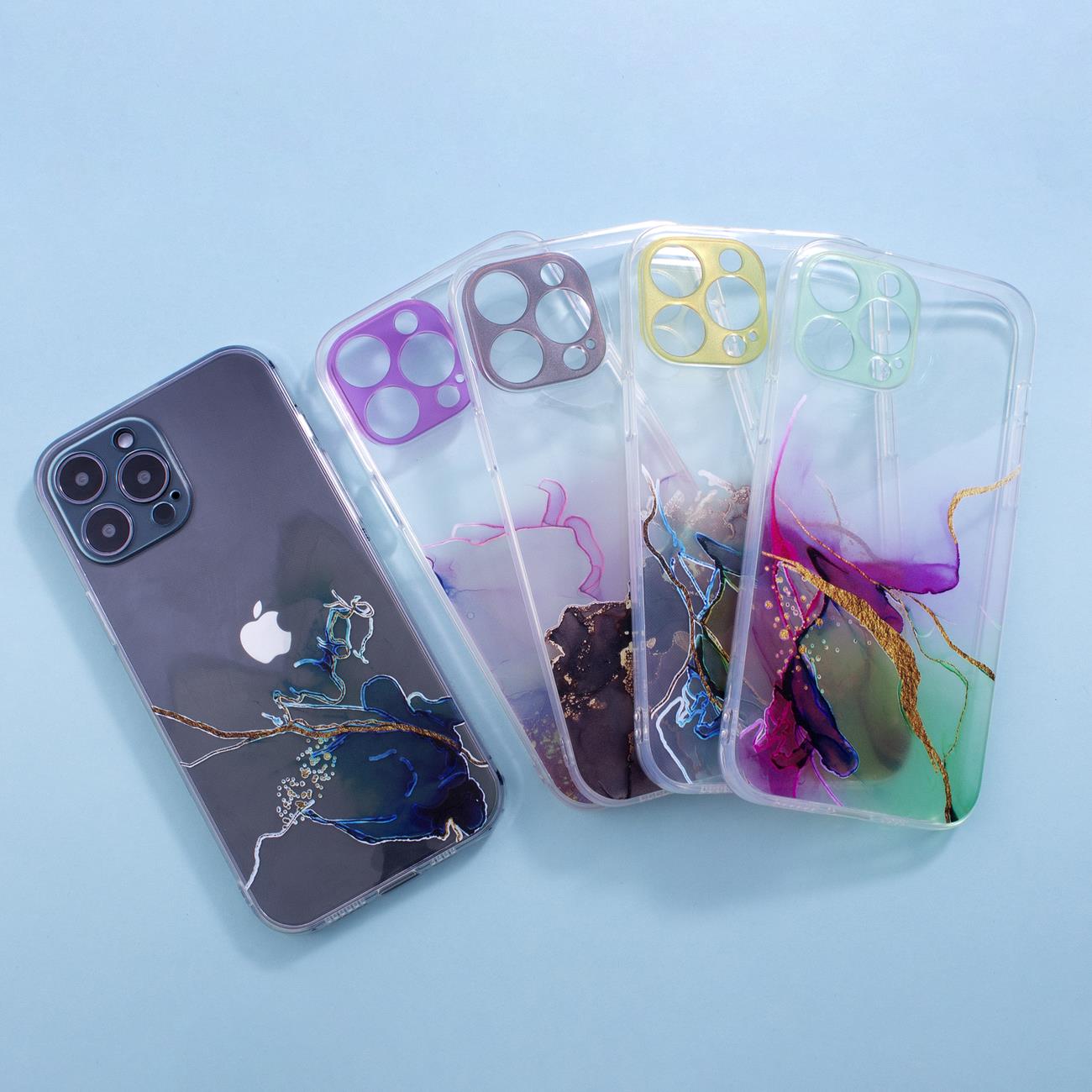 Pokrowiec etui silikonowe Marble Case brzowe APPLE iPhone 12 / 7