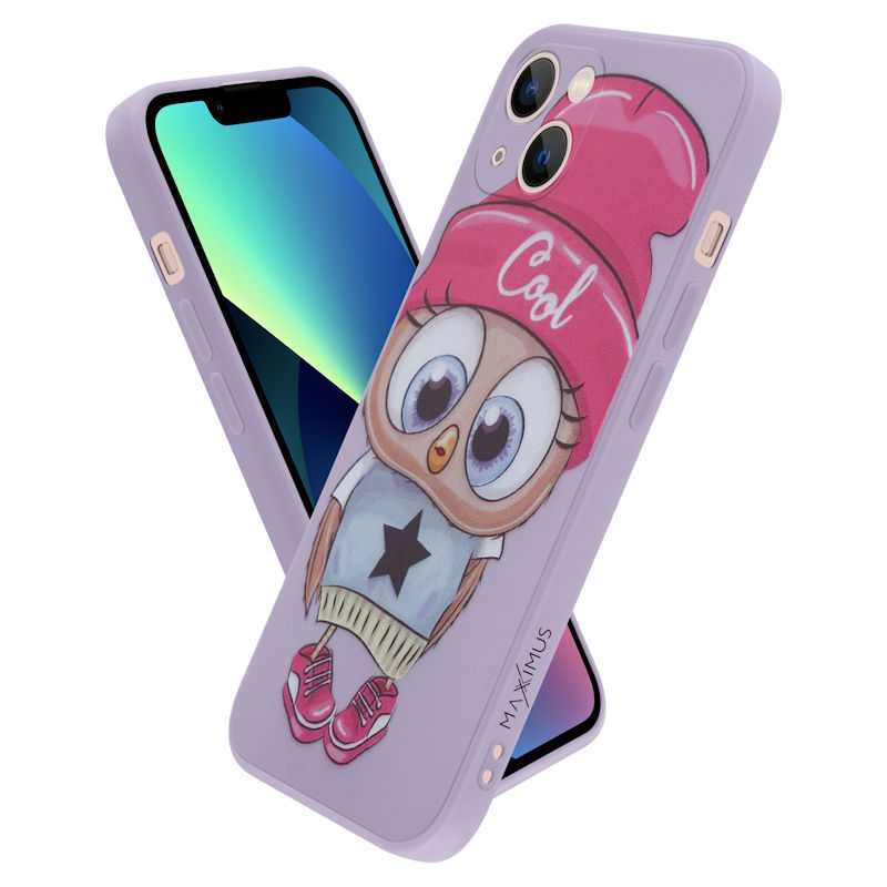 Pokrowiec etui silikonowe MX Owl Cool fioletowe APPLE iPhone 12 Mini / 3