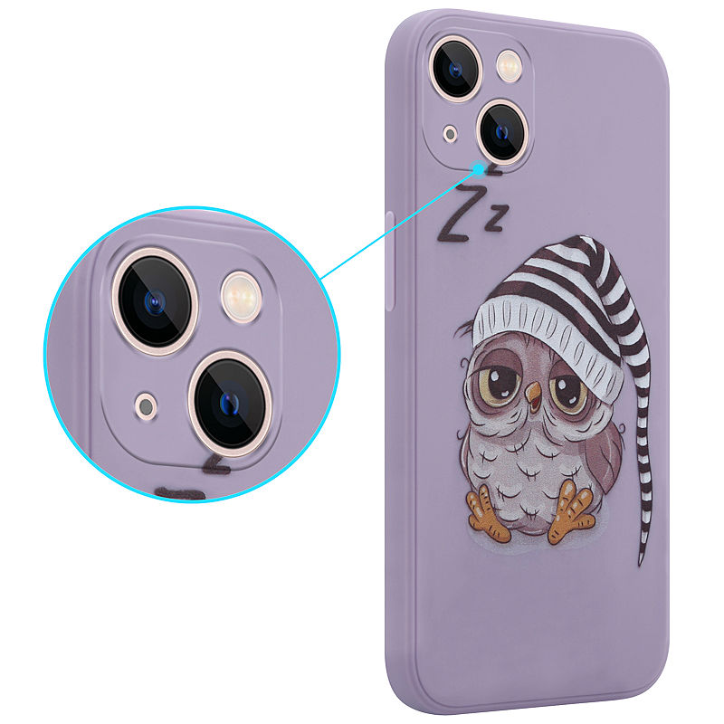 Pokrowiec etui silikonowe MX Owl Sleepy fioletowe APPLE iPhone 13 / 2