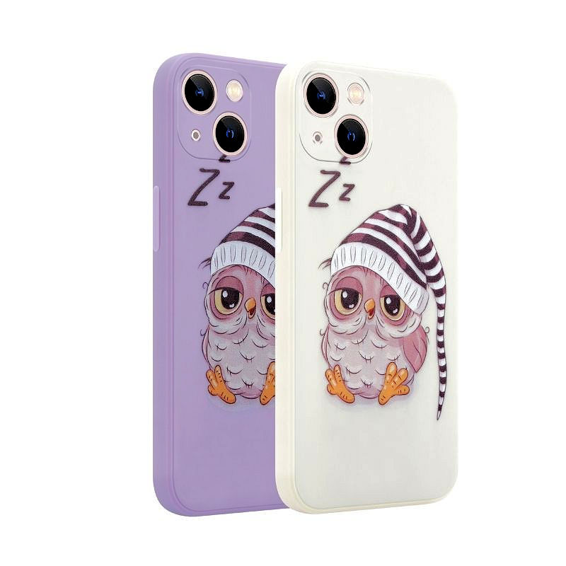 Pokrowiec etui silikonowe MX Owl Sleepy fioletowe APPLE iPhone 13 / 5