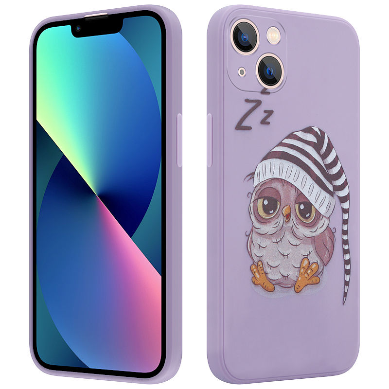 Pokrowiec etui silikonowe MX Owl Sleepy fioletowe APPLE iPhone 13 Pro