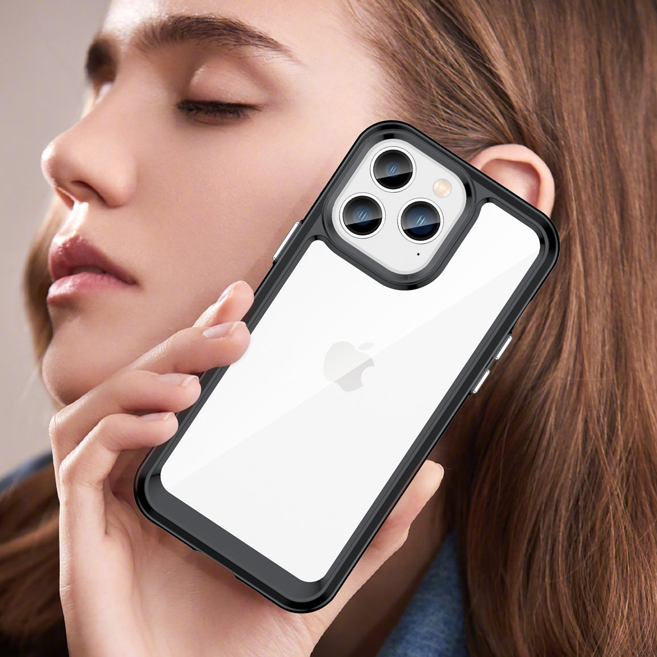 Pokrowiec etui silikonowe pancerne Outer Space Case czarne APPLE iPhone 14 Pro Max / 7
