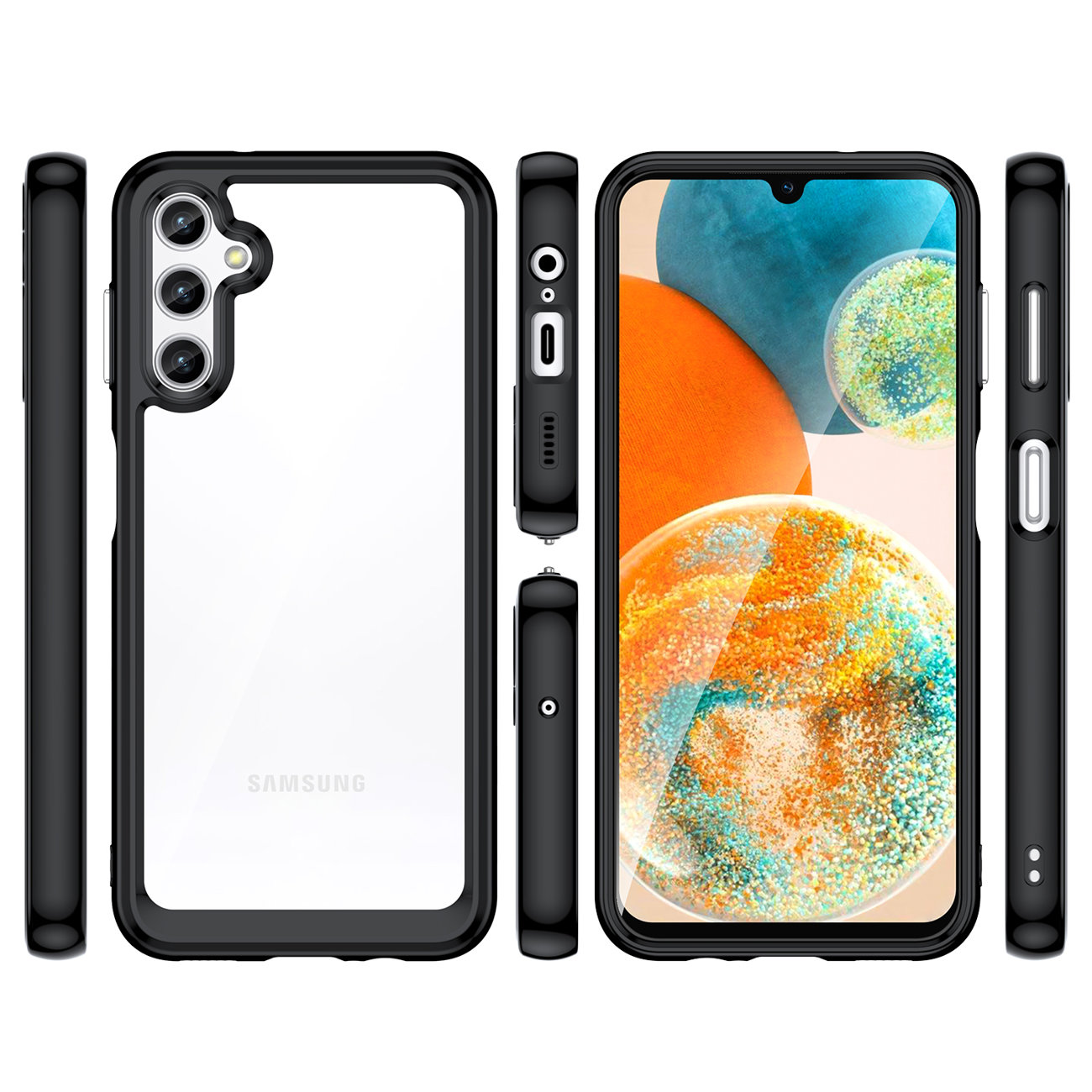 Pokrowiec etui silikonowe pancerne Outer Space Case czarne SAMSUNG Galaxy A34 5G / 8