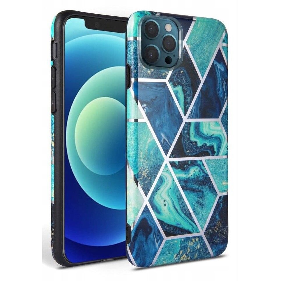 Pokrowiec etui Silikonowe Tech-protect Marble niebieskie APPLE iPhone 12 Pro Max
