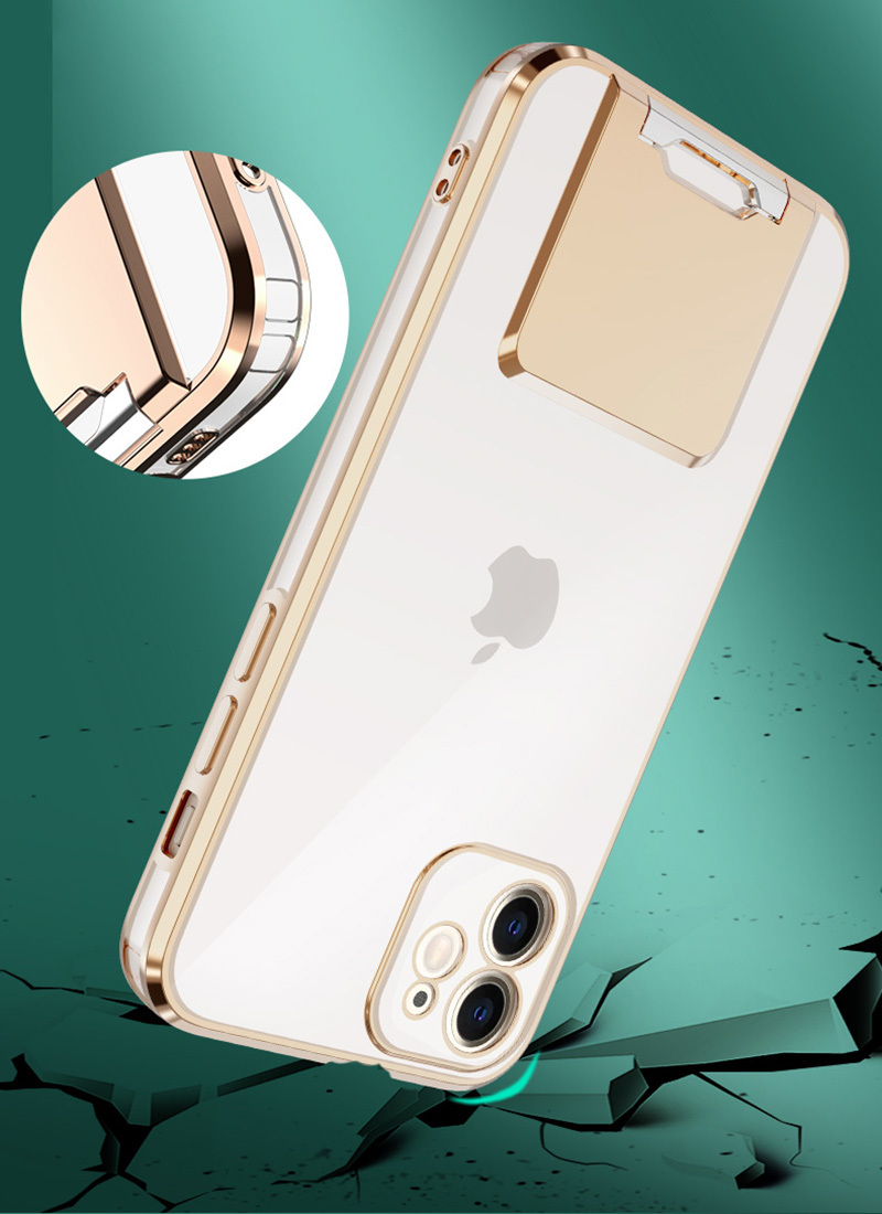 Pokrowiec etui silikonowe Tel Protect Kickstand Luxury Case fioletowe APPLE iPhone 12 Pro / 4