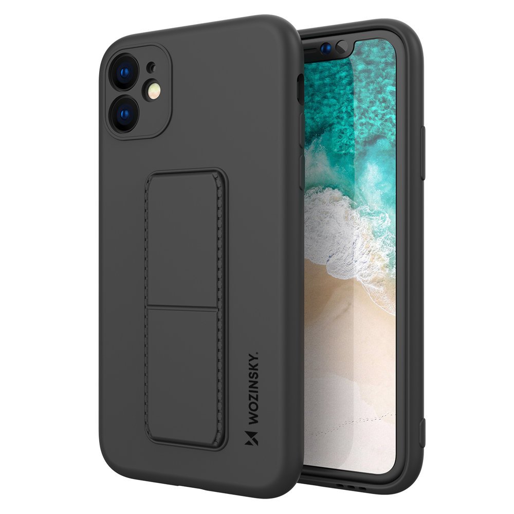 Pokrowiec etui silikonowe Wozinsky Kickstand Case czarne APPLE iPhone 11 Pro