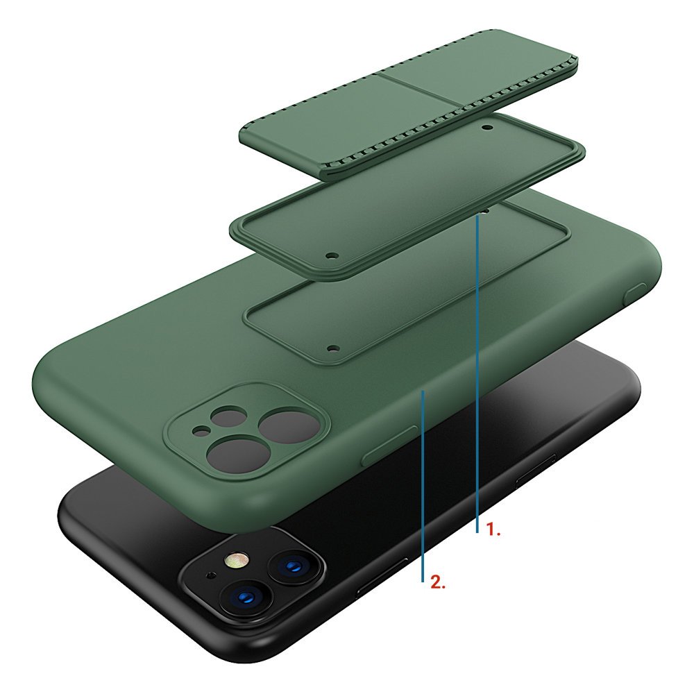 Pokrowiec etui silikonowe Wozinsky Kickstand Case czarne APPLE iPhone 11 Pro Max / 3