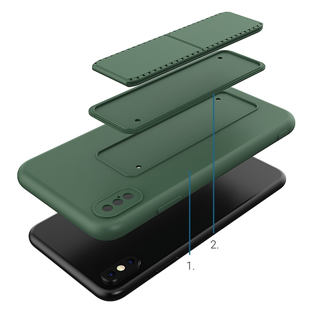 Pokrowiec etui silikonowe Wozinsky Kickstand Case czarne APPLE iPhone XS Max / 3