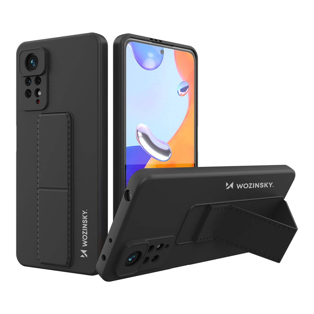 Pokrowiec etui silikonowe Wozinsky Kickstand Case czarne Xiaomi POCO X4 Pro 5G